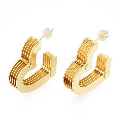 Brass Multi-Layer Heart Stud Earrings EJEW-N011-89-1