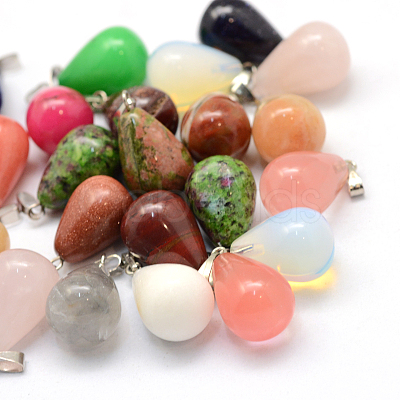 Teardrop Natural & Synthetic Mixed Stone Pendants X-G-Q435-M-1