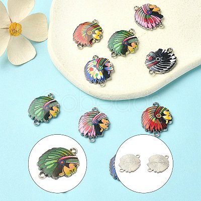 10Pcs 5 Colors Alloy Enamel Connector Charms ENAM-YW0003-73-1