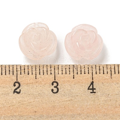 Natural Rose Quartz Carved Flower Beads G-O156-B-38-1