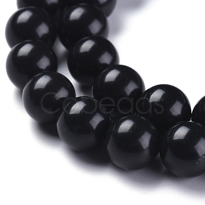 Natural Black Stone Beads Strands X-G-I288-A02-6mm-1