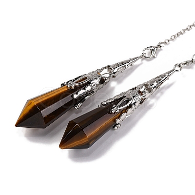 Natural Tiger Eye Pointed Dowsing Pendulum Big Pendants G-H285-06P-A02-1