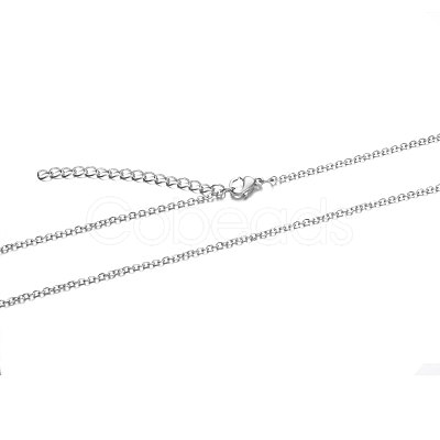 Non-Tarnish 304 Stainless Steel Cable Chain Necklace X-STAS-T040-PJ204-50-1