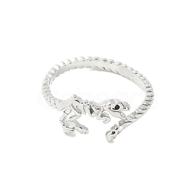 Dinosaur Skeleton Brass Open Cuff Ring for Women RJEW-A040-02P-1