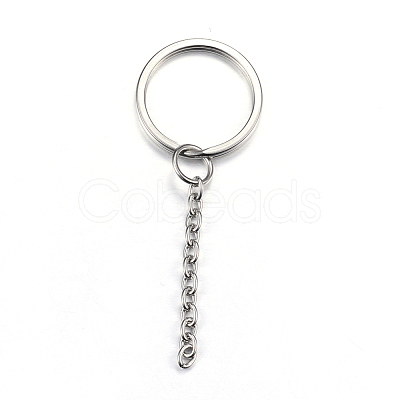 Tarnish Resistant 304 Stainless Steel Split Key Rings X-STAS-G085-09-1