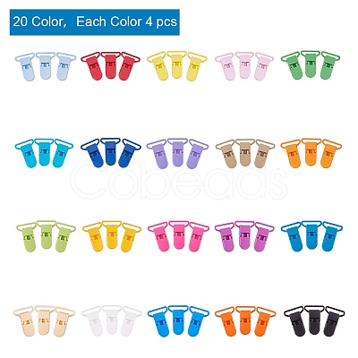 80Pcs 20 Colors Eco-Friendly Plastic Baby Pacifier Holder Clip KY-PH0007-03-1