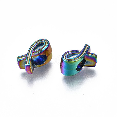 Rack Plating Rainbow Color Alloy European Beads PALLOY-S180-349-1