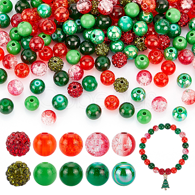 AHADERMAKER DIY Round Beads Jewelry Making Finding Kit for Christmas DIY-GA0003-52-1