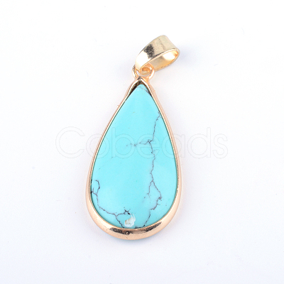 Teardrop Natural & Synthetic Mixed Stone Pendants G-Q449-27-1