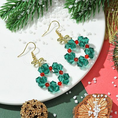 Christmas Theme Imitation Austrian Crystal Dangle Earrings EJEW-TA00468-1