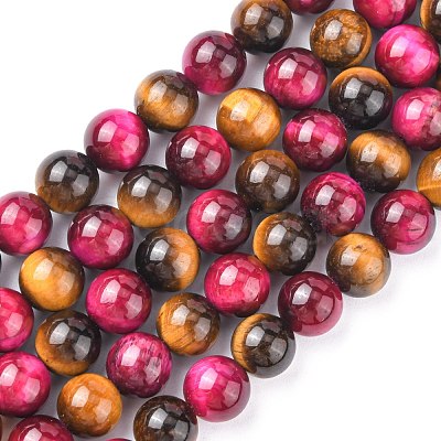 Natural Rose Tiger Eye and Yellow Tiger Eye Beads Strands X-G-G101-8mm-1-1