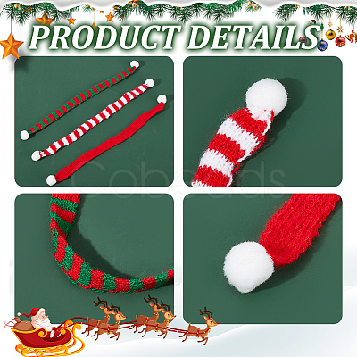 Nbeads 30Pcs 3 Style Mini Christmas Striped Knitted Scarf DIY-NB0008-79-1