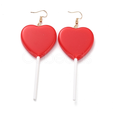 Heart-shape Lollipop Dangle Earrings for Women EJEW-Z015-04A-1