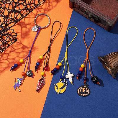 Halloween Synthetic Turquoise & Glass & Polymer Clay & Mobile Straps HJEW-JM01901-1