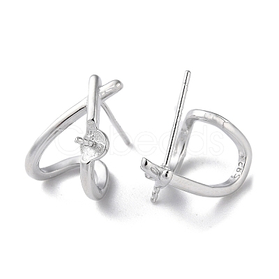 Rhodium Plated 925 Sterling Silver Stud Earring Findings STER-M115-04P-1