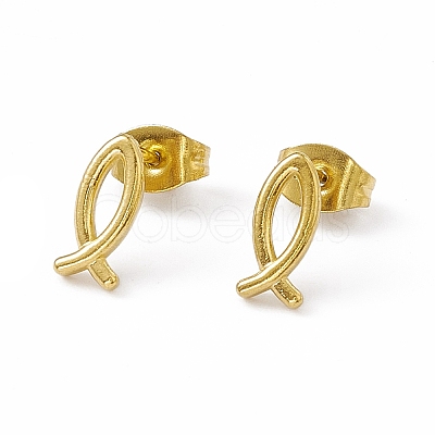 PVD Vacuum Plating 304 Stainless Steel Hollow Out Jesus Fish Stud Earrings for Women EJEW-P212-16G-1