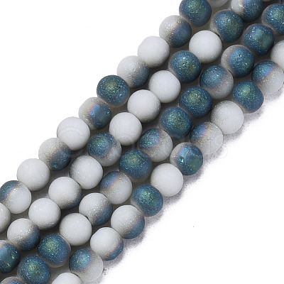 Electroplate Frosted Glass Beads Strands EGLA-N006-036E-1