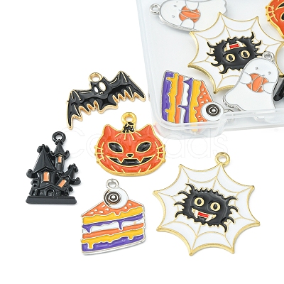 12Pcs 6 Style Halloween Theme Alloy Enamel Pendants ENAM-FS0001-46-1