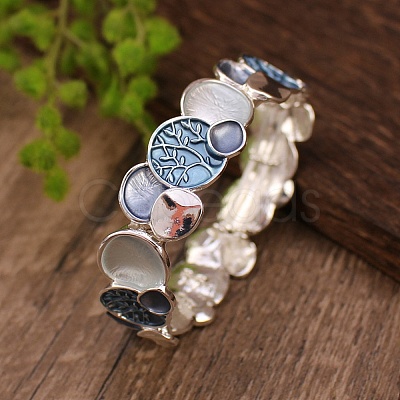 Round Tree of Life Enamel Stretch Bracelets PW-WG79438-01-1