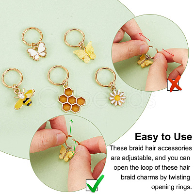 Alloy Enamel & Resin & Rhinestone Braiding Hair Pendants Decoration Clips PALLOY-AB00088-1