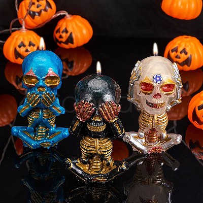 Halloween Theme DIY Candle Silicone Statue Molds DIY-SZ0007-14-1