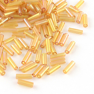 AB Color Plated Glass Bugle Beads SEED-R012-162B-1