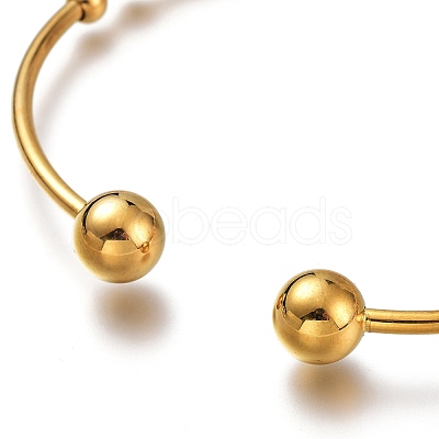 Golden Plated 304 Stainless Steel Cuff Bangles BJEW-M284-06G-1