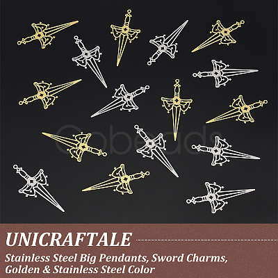 Unicraftale 20Pcs 2 Colors 304 Stainless Steel Big Pendants STAS-UN0051-35-1