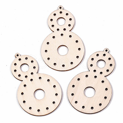 Undyed Natural Wooden Big Pendants WOOD-N007-057-1