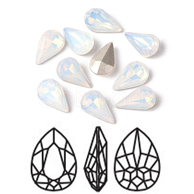 Faceted Teardrop K9 Glass Pointed Back Rhinestone Cabochons RGLA-E004-13x8mm-031-1