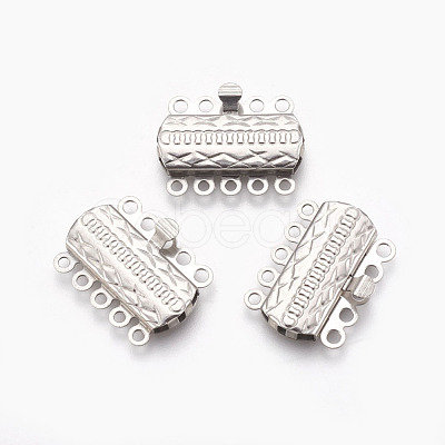 Tarnish Resistant 201 Stainless Steel Multi-Strand Box Clasps STAS-E441-01P-1