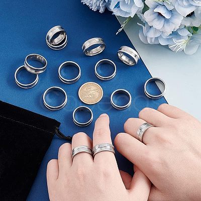 Unicraftale 10Pcs 5 Size 304 Stainless Steel Grooved Finger Ring Settings STAS-UN0041-21P-1