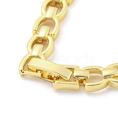 Brass Micro Pave Clear Cubic Zirconia Rectangle Link Chain Bracelets for Women BJEW-R315-01C-G-1