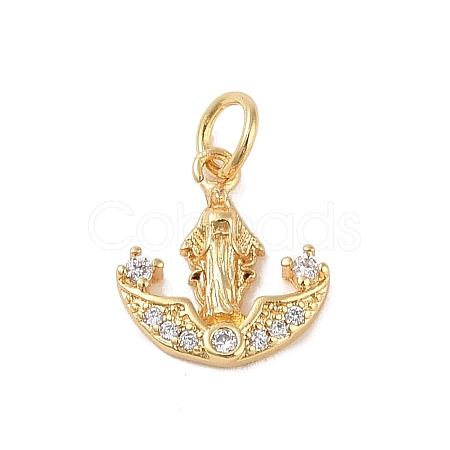 Brass Micro Pave Clear Cubic Zirconia Charms KK-E111-32I-G-1