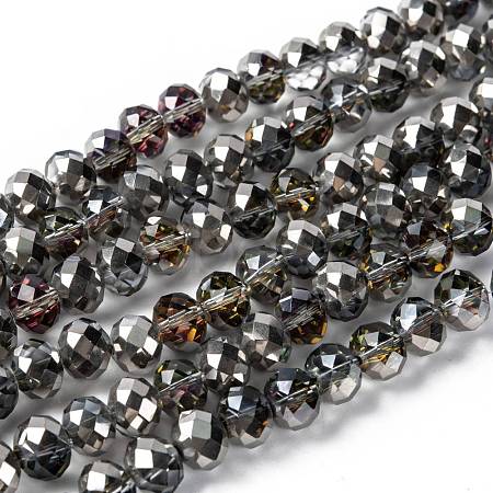 Electroplate Glass Faceted Rondelle Beads Strands EGLA-D020-10x8mm-21-1