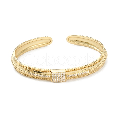 Brass Micro Pave Clear Cubic Zirconia Cuff Bangles BJEW-A116-06G-1