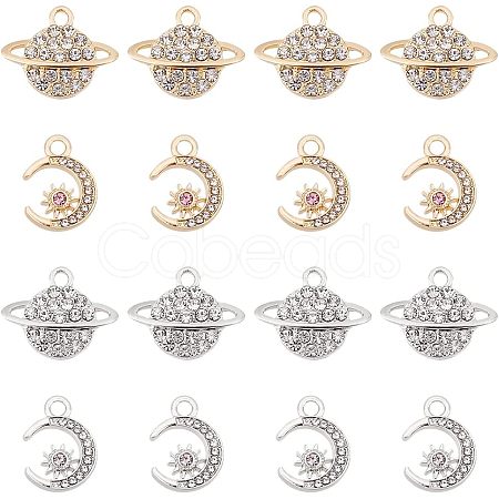 Unicraftale 32Pcs 4 Style Alloy Rhinestone Pendants FIND-UN0001-36-1