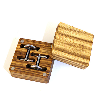 Square Wood Cufflinks Gift Storage Magnetic Boxes PW-WG77A80-01-1