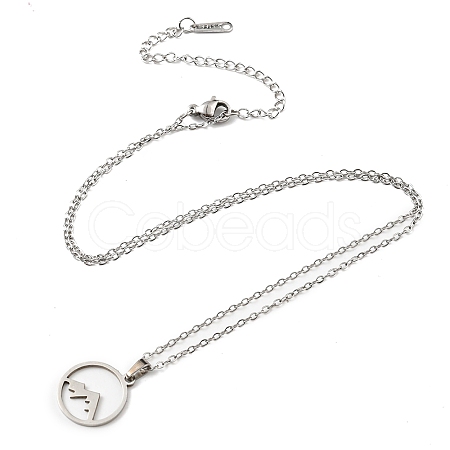 Non-Tarnish 201 Stainless Steel Mountain Pendant Necklace with Cable Chains NJEW-Q317-26P-1