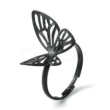 Hollow Butterfly Alloy Adjustable Rings for Women RJEW-K275-50EB-1