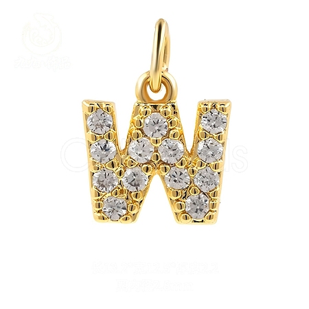 Brass Cubic Zirconia Pendants with Jump Rings FIND-PW0024-09W-1