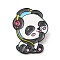 Enamel Pins, Electrophoresis Black Plated Alloy Brooch, Panda & Headset, 29.5x22x1.5mm