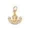 Brass Micro Pave Clear Cubic Zirconia Charms, with Jump Ring, Real 18K Gold Plated, Anchor & Helm, 13x12x2mm, Hole: 3mm