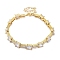 Brass Micro Pave Cubic Zirconia Bracelets, Real 18K Gold Plated, 7-1/4 inch(18.5cm)