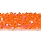 Transparent Electroplate Glass Beads Strands, AB Color Plated, Faceted, Bicone, Orange Red, 3.5~3.8x3mm, Hole: 0.8mm, about 113~115pcs/strand, 14.17~14.37 inch(36~36.5cm)