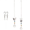 Crystal Ceiling Fan Pull Chains Chakra Hanging Pendants Prism, with Cable Chains, Stainless Steel Swivel Hooks Clips and Velvet Bags, Butterfly & Owl, Colorful, 323~362mm