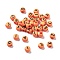 Opaque Acrylic Beads, Large Hole Beads, Flat Round with Letter A~Z, Coral, 7x5mm, Hole: 2.5mm, about: 3333pcs/500g