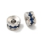 Brass Cubic Zirconia Spacer Beads, Long-Lasting Plated, Lead Free & Cadmium Free, Rondelle, Dark Blue, 4x2mm, Hole: 1.4mm