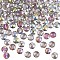 120Pcs Electroplated Transparent Glass Beads, Faceted, Flat Round, Mixed Color, 14x9mm