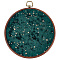 Galaxy Enamel Pin Hoop, Corduroy Wall Hanging Brooch,  Flat Round, Dark Green, 240x215x10mm, Hole: 17.5x22.5mm